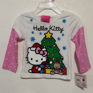 Hello Kitty Festive Long Sleeve Tee - Pink, White, and Green